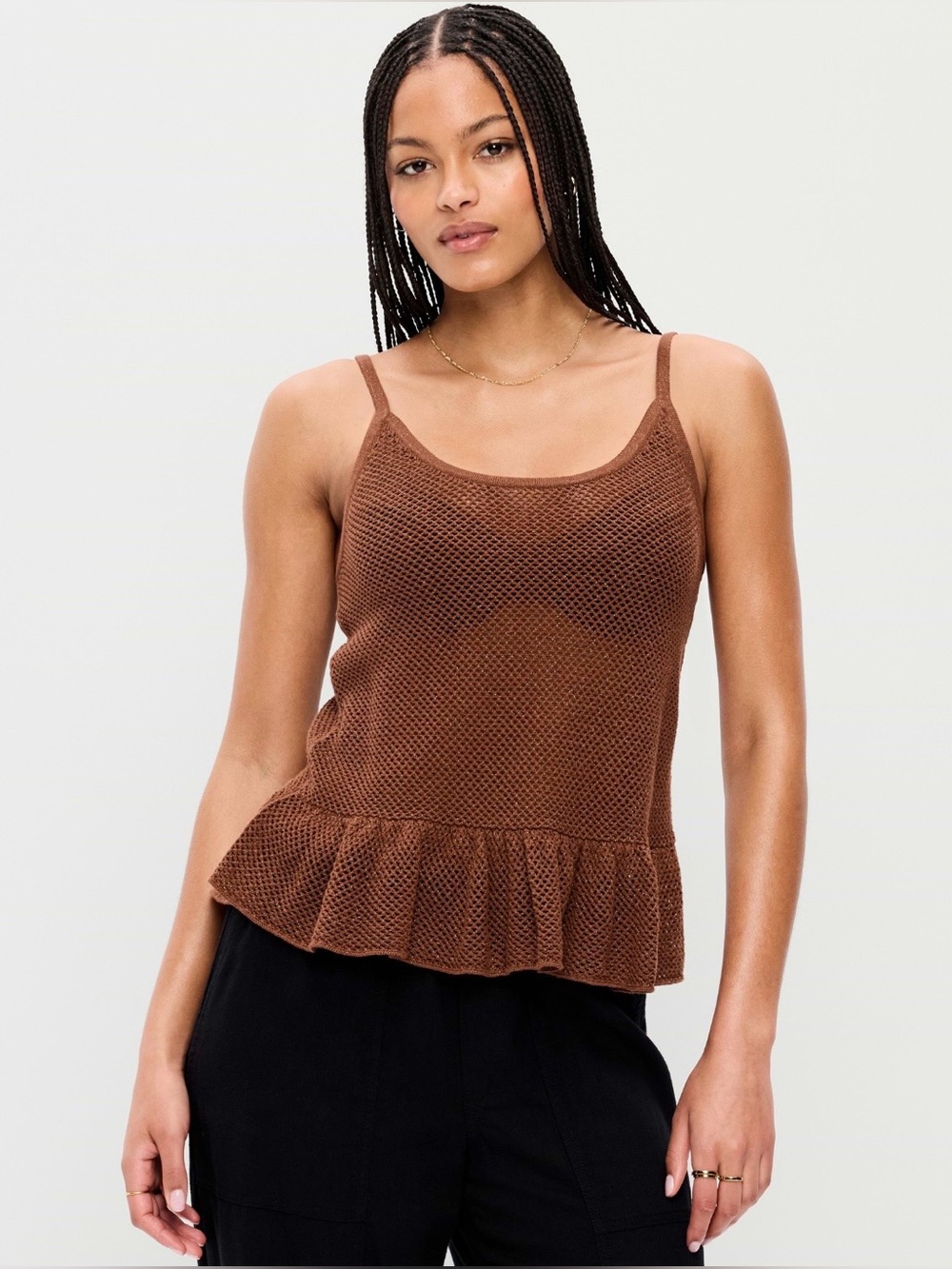NWT Old Navy Metallic Peplum Tank Top, Coco de mer - Size Medium